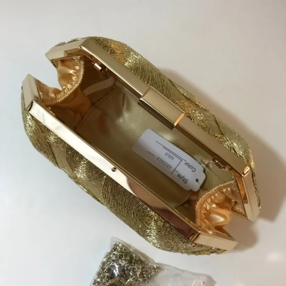 BellaKiara purse Original Gold Hexagon shape clutch